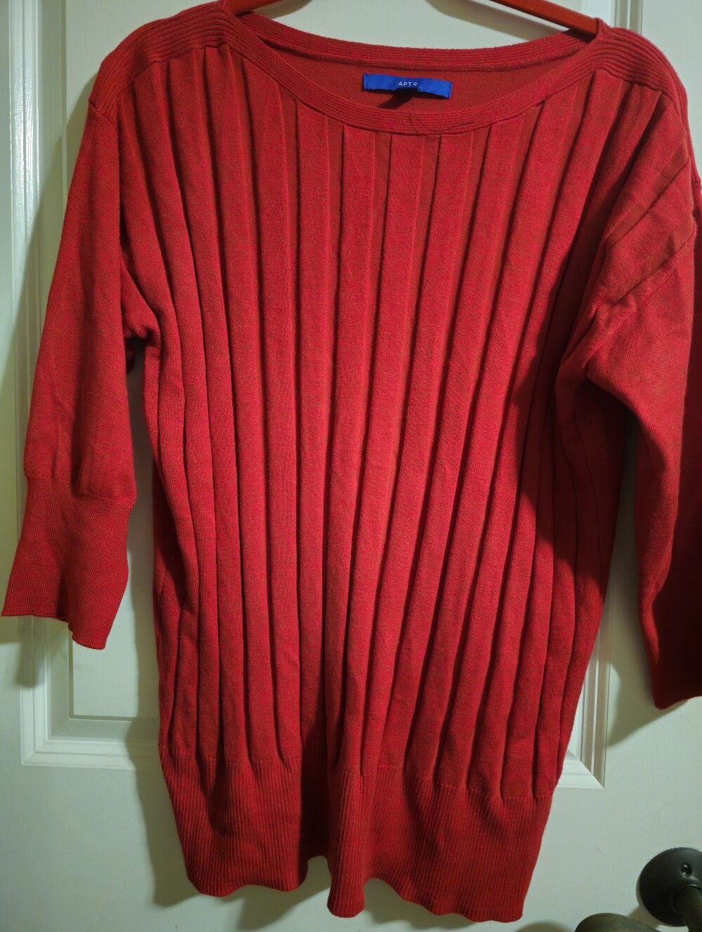 Apt. 9 Womens Bright Red Ribbed Crewneck Sweater